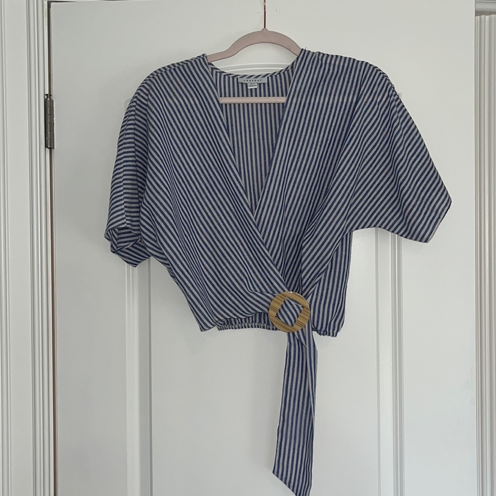 Topshop Stripe Wrap Top Size US 6